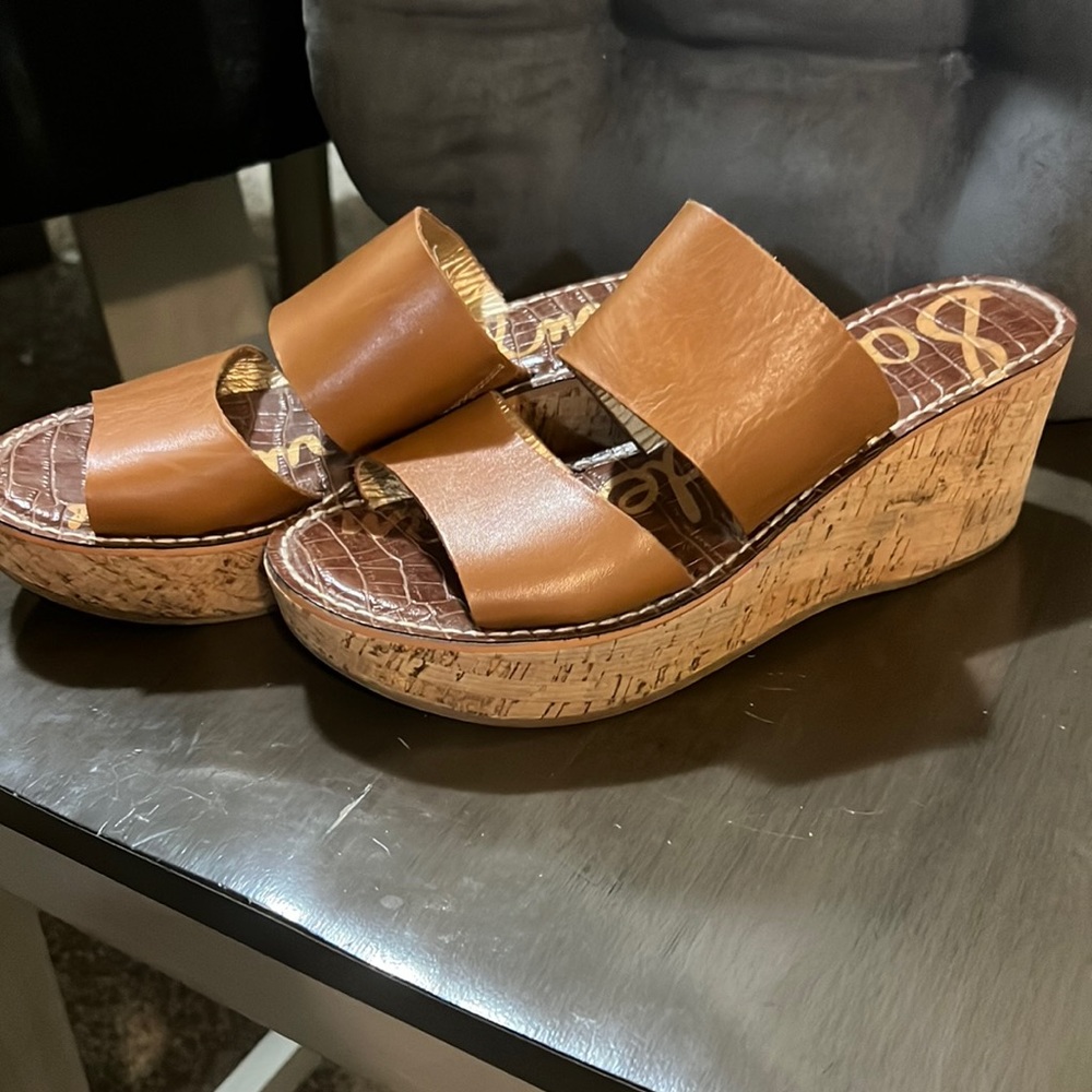 Sam Edelman Brown Cork Wedges size 10